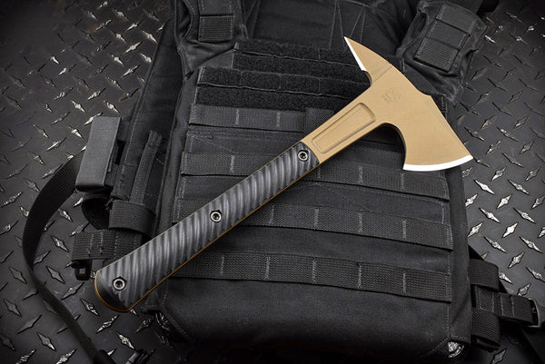 Knight Hawk Black G-10 Handles with Burnt Bronze Cerakote Finish and Sheath