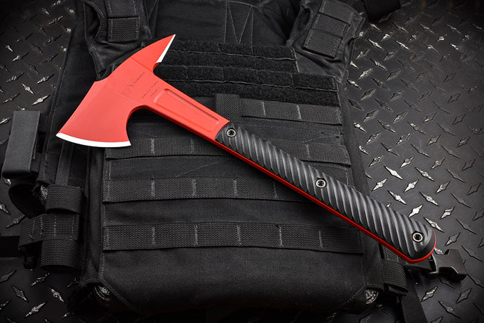 Knight Hawk Black Handles with Firehouse Red Cerakote Finish